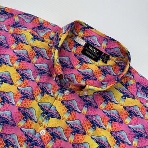 WESC Mushroom Print Oden Shroomspiracy Unisex Men’s L or Woman’s XL Pink Yellow